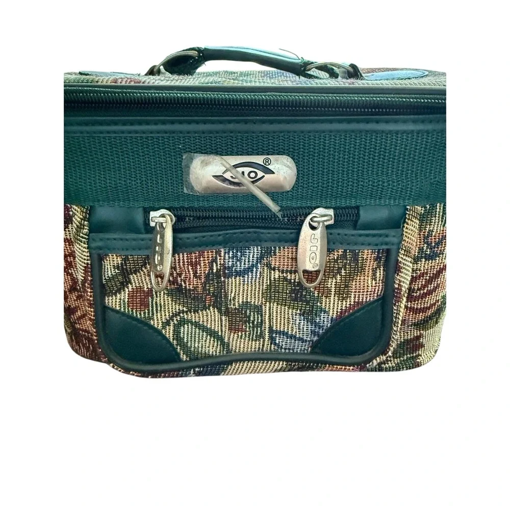 JIO Floral‎ Tapestry Train Case Vintage Cottagecore Green Makeup Travel Bag